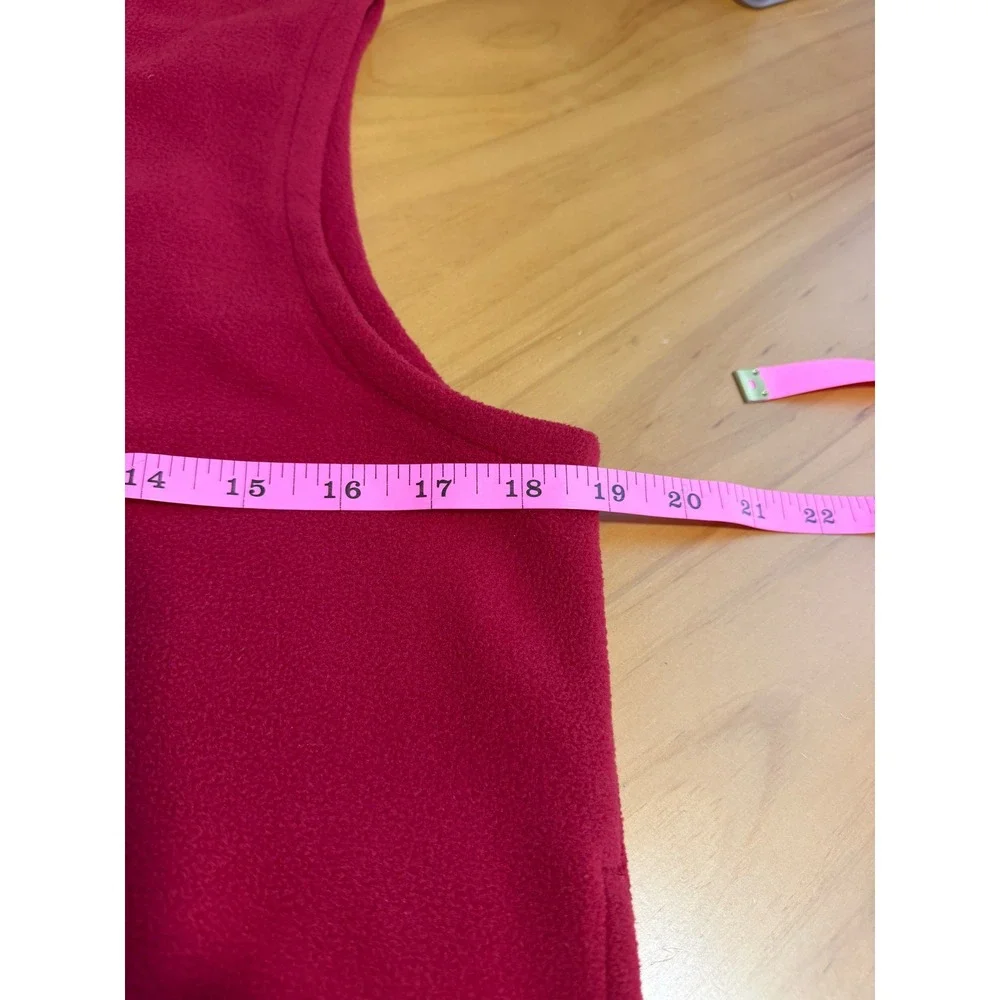LL Bean Fleece Vest Womens Med Red Nordic Isle Snowflake Full Zip Outdoor Layer